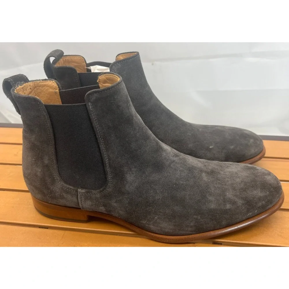 Mens Vince Aldous Chelsea Boots Slate Grey Suede 11.5 Made in Italy